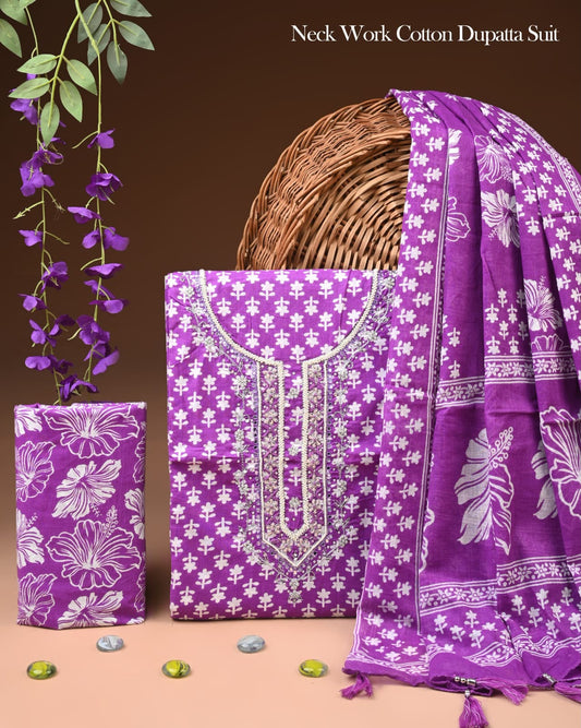 PREMIUM GOTA PATTI COTTON SUIT SET WITH CHIFFON DUPATTA