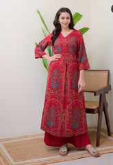 ★Original 
*This 2-piece set features a high-collar printed kurta with pant 
Kurtis with neck work 🌸
High demanded 2 piece set