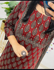 *This A-line pant set is perfect for the summer season with its vibrant floral print and confident pocket one side. Plus, the included matching dupatta completes the look and adds an extra touch