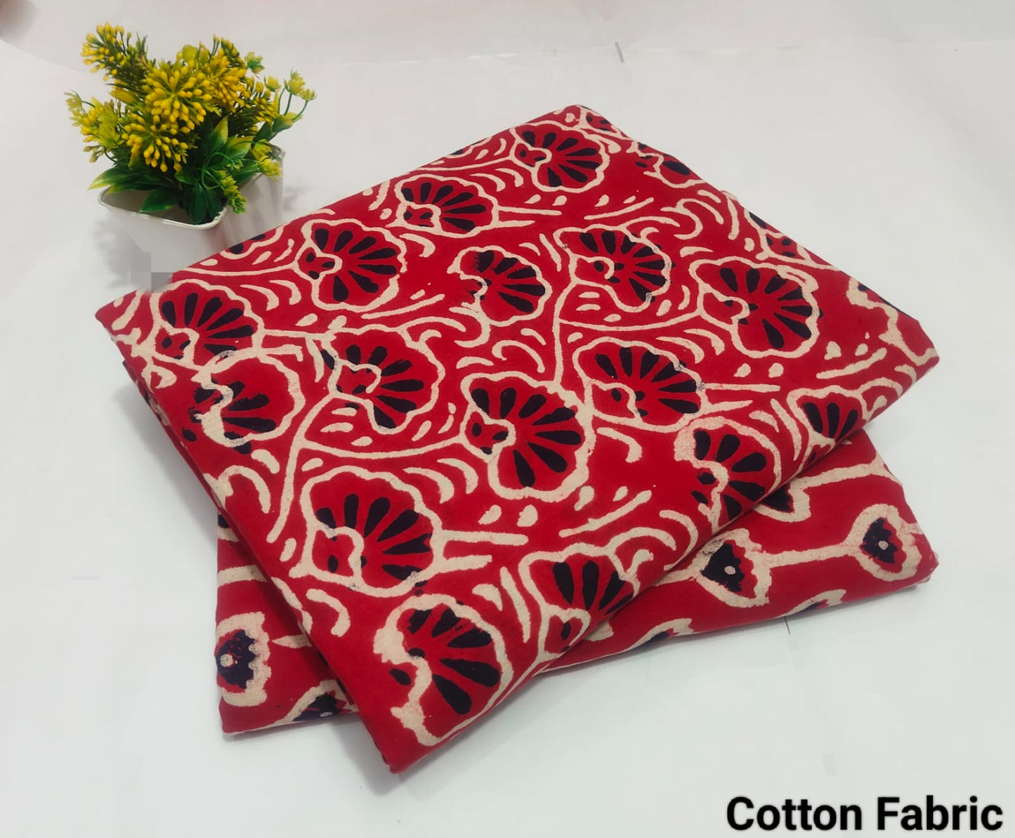 Red Floral Print Cotton Fabric – Stylish Ethnic Dress Material (BFTB51)