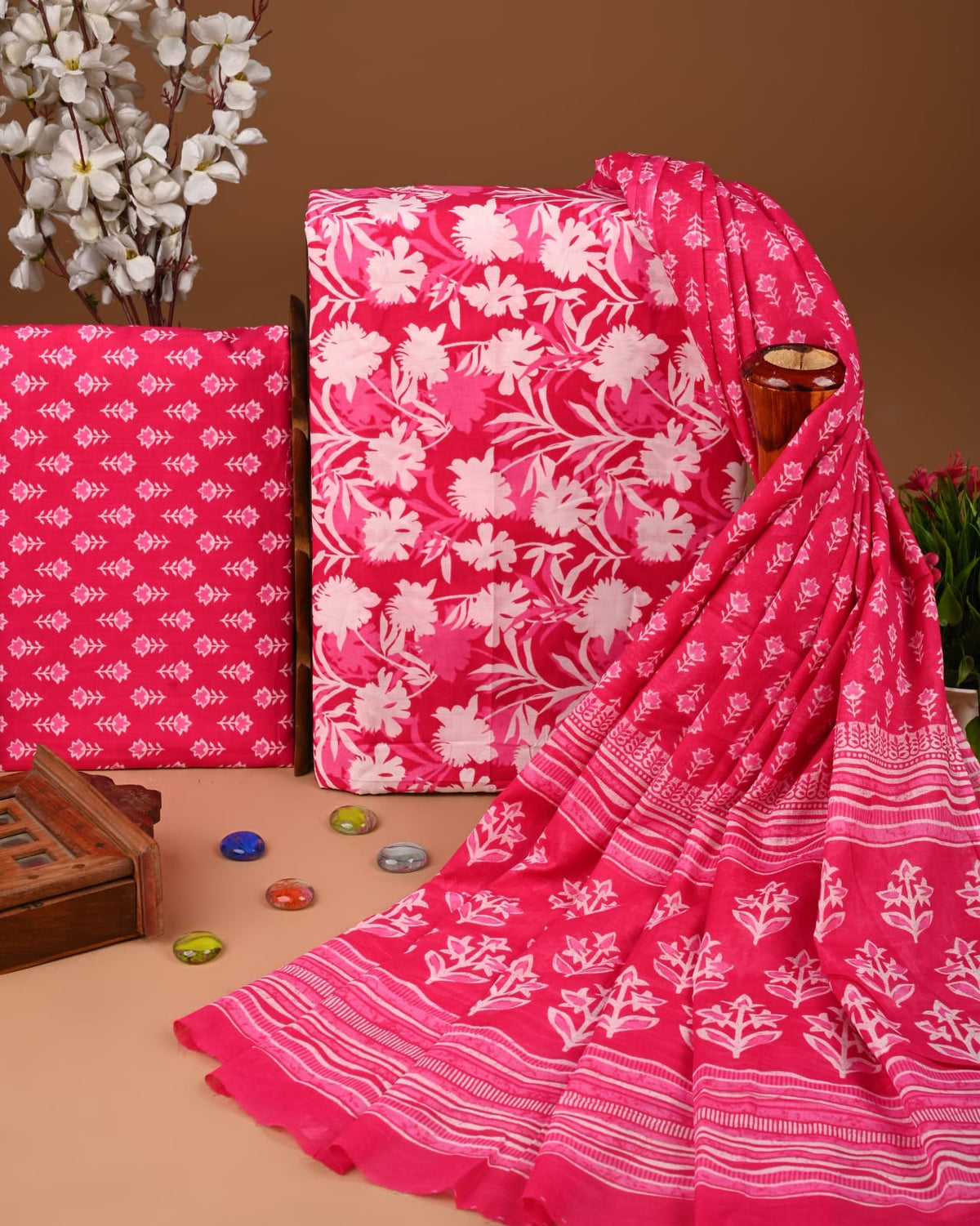 Exclusive Hand Block Cotton Suit With Cotton Dupatta