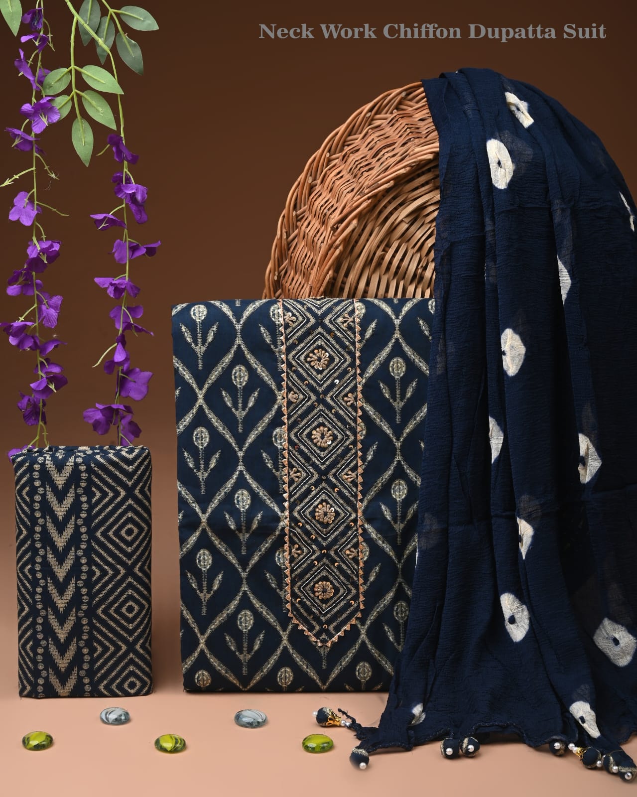 PREMIUM GOTA PATTI COTTON SUIT SET WITH CHIFFON DUPATTA(BSCOTGC52)