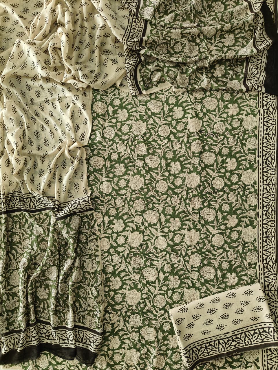 Exclusive Hand Block Cotton Suit With Cotton Dupatta(BFCOT115)