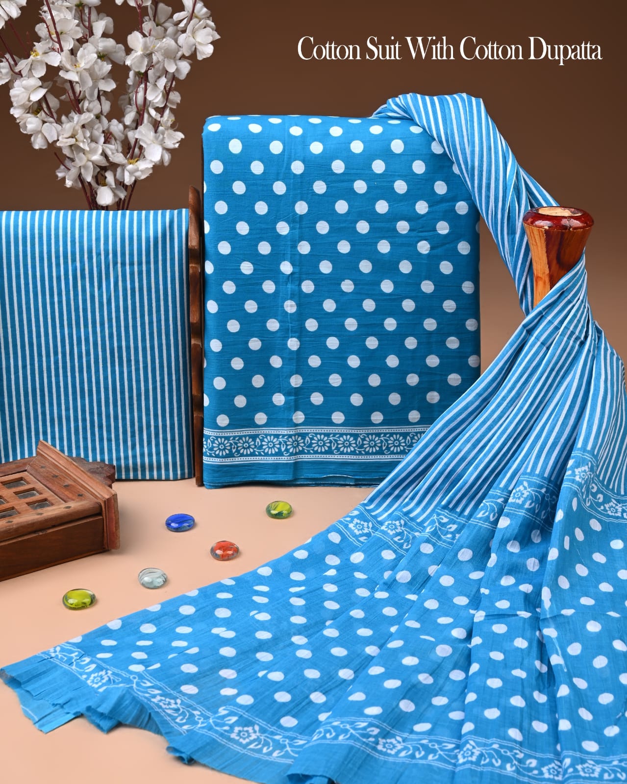 Exclusive Hand Block Cotton Suit With Cotton Dupatta(BFCOT118)