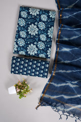Premium Sanganeri Printed Cotton Suit With Kota Doria Duppta(BFCOTKD06)