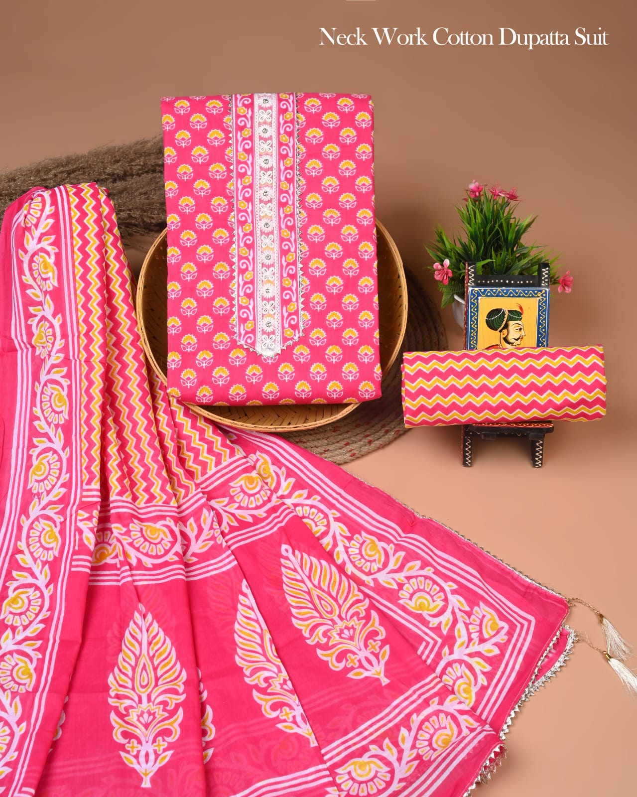 PREMIUM GOTA PATTI COTTON SUIT SET WITH COTTON DUPATTA(BFCOTGP07)