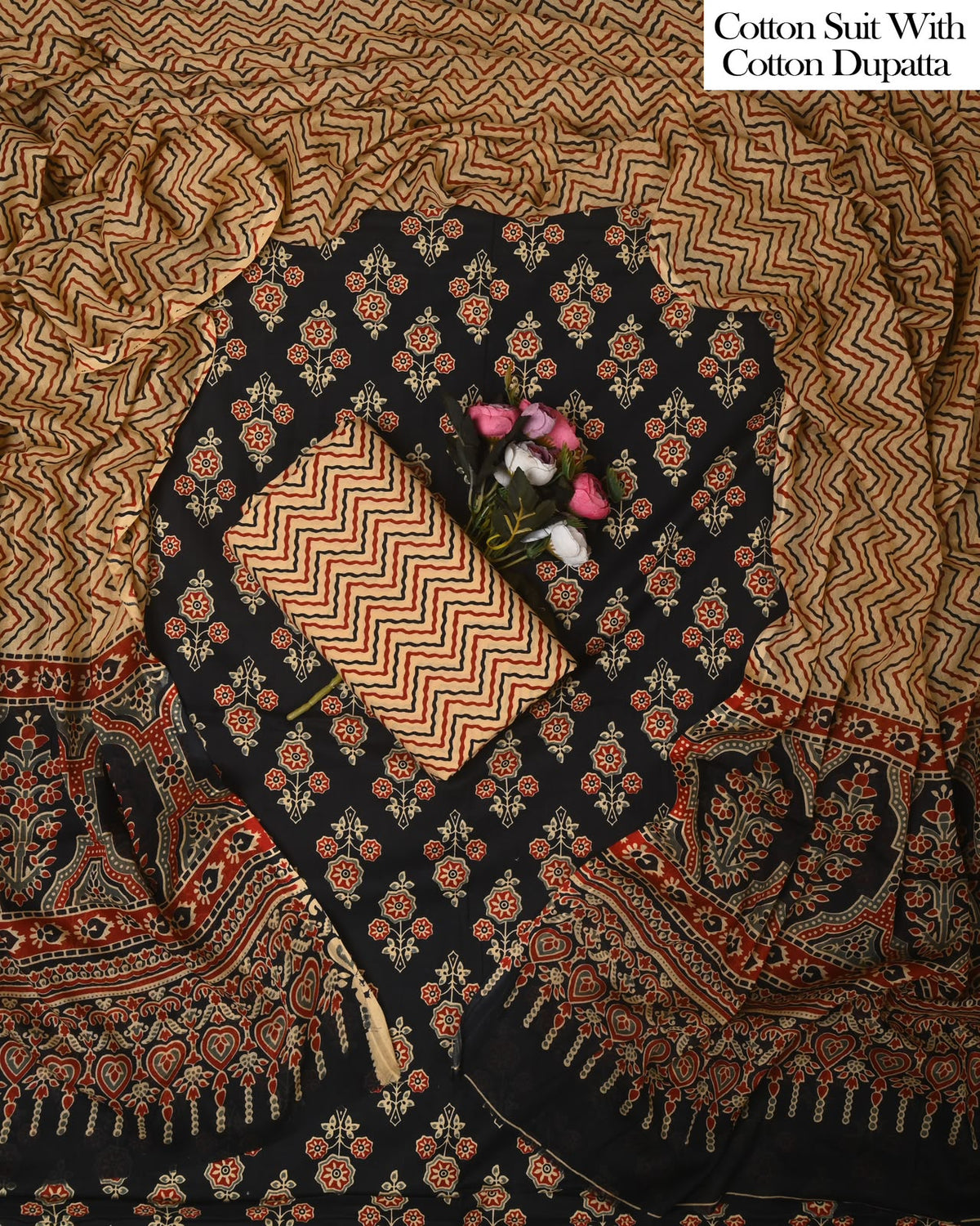 Exclusive Hand Block Cotton Suit With Cotton Dupatta