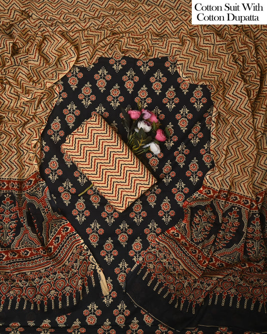 Exclusive Hand Block Cotton Suit With Cotton Dupatta