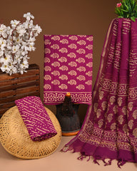 Premium Sanganeri Printed Cotton Suit With Kota Doria Dupatta