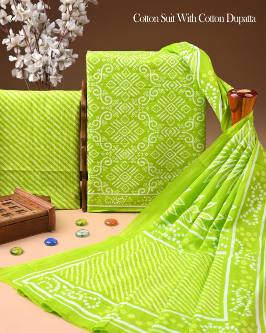 Exclusive Hand Block Cotton Suit With Cotton Dupatta
