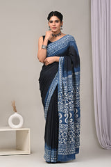 Traditional Authentic Hand Block Printed Pure Organic Cotton Sarees With matching Blouse