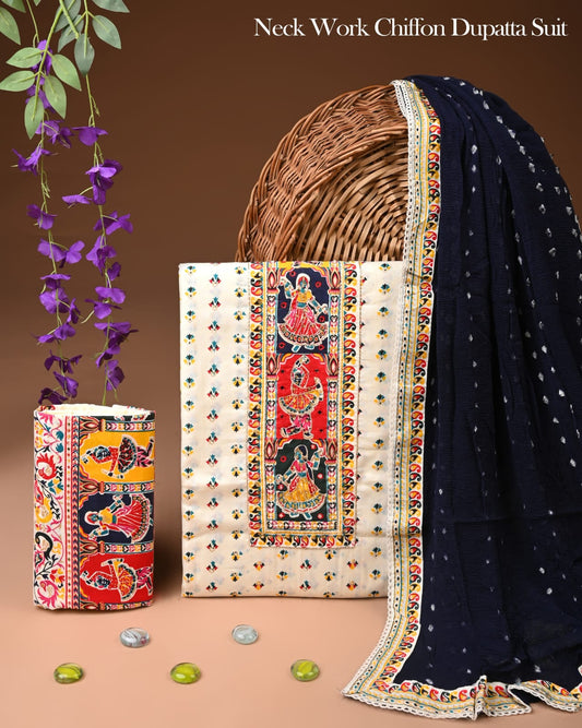 PREMIUM GOTA PATTI COTTON SUIT SET WITH CHIFFON DUPATTA