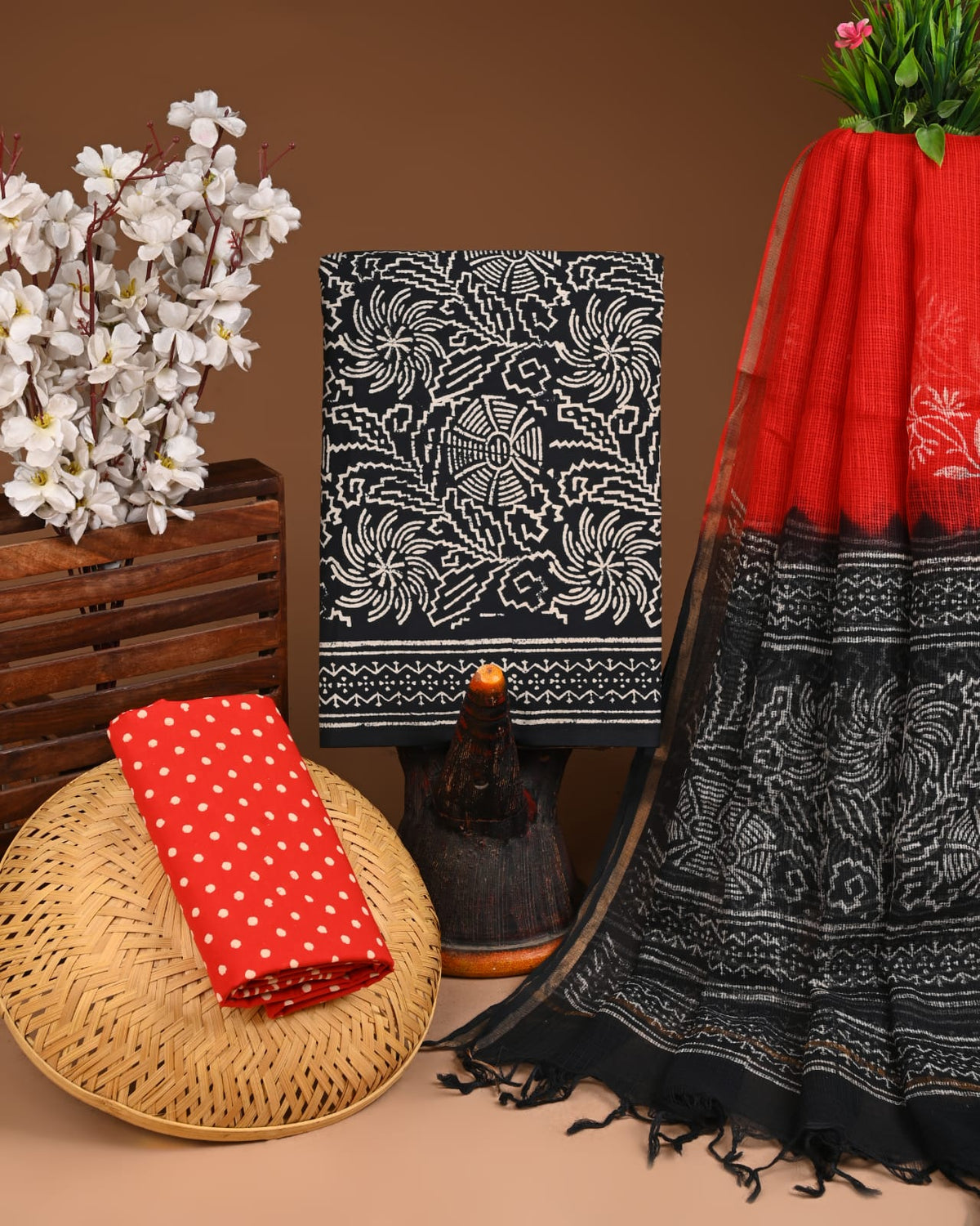 Premium Sanganeri Printed Cotton Suit With Kota Doria Dupatta