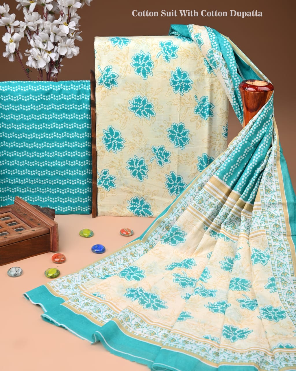 Exclusive Hand Block Cotton Suit With Cotton Dupatta