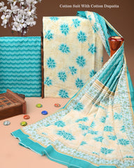 Exclusive Hand Block Cotton Suit With Cotton Dupatta