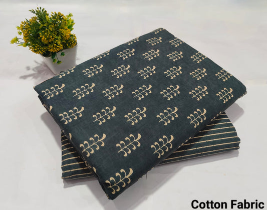 Dark Green Printed Cotton Fabric – Stylish Kurti & Dress Material (BFTB60)