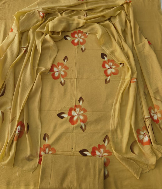 Exclusive Hand Block Cotton Suit With Cotton Dupatta(BFCOT41)