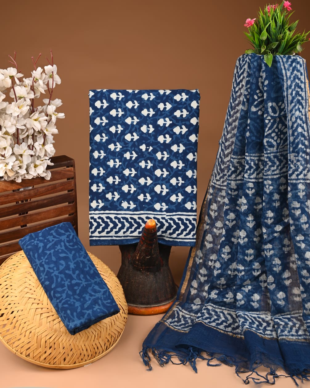 Premium Sanganeri Printed Cotton Suit With Kota Doria Dupatta