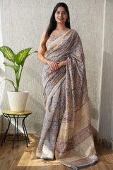 New Designer Hand Block Print Maheshwari Silk Saree (BFMSARE39)