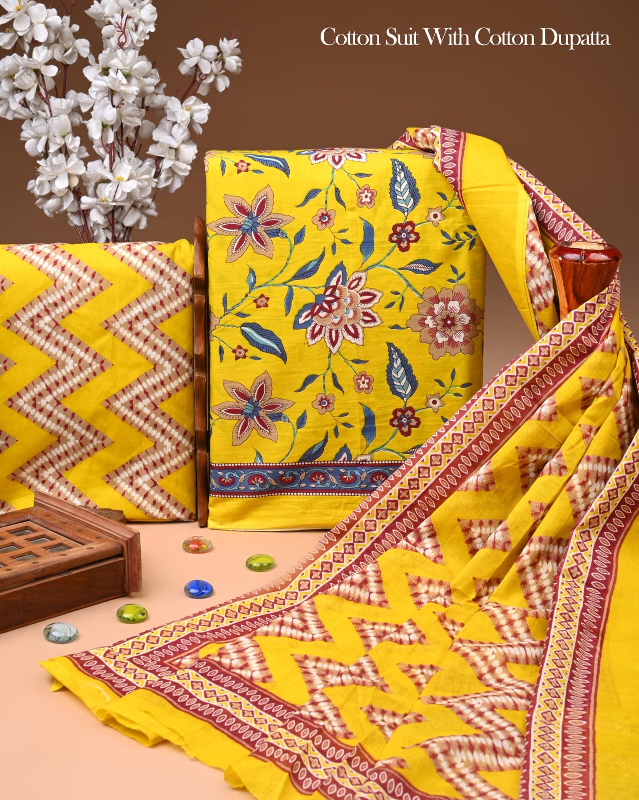Exclusive Hand Block Cotton Suit With Cotton Dupatta