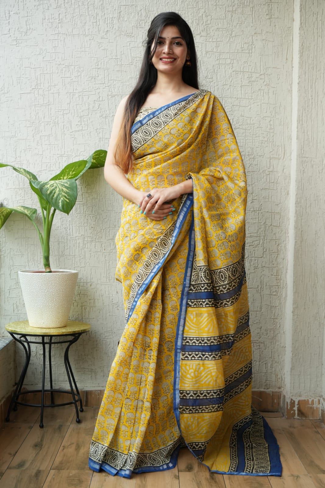 New Designer Hand Block Print Chanderi Silk Saree(BFCS37)