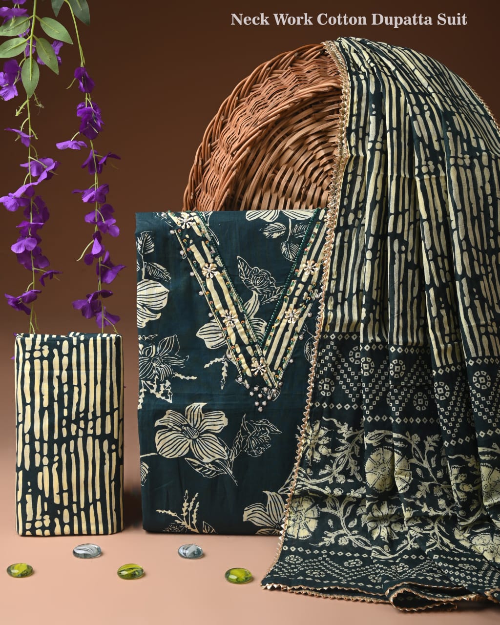 PREMIUM GOTA PATTI COTTON SUIT SET WITH COTTON DUPATTA(BFCOTGH03)