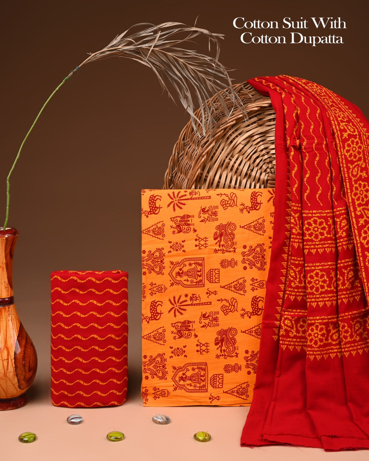 Exclusive Hand Block Cotton Suit With Cotton Dupatta