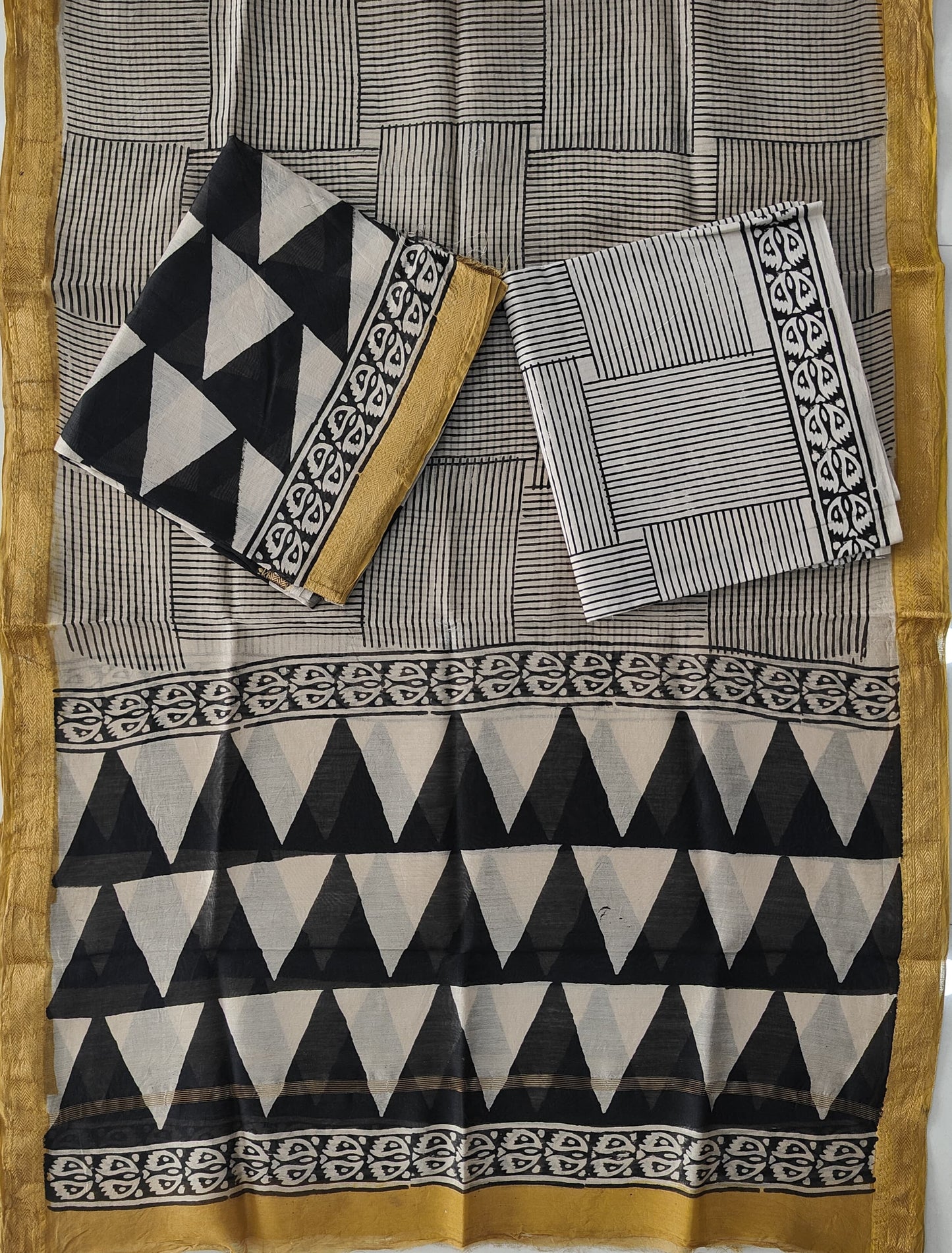 Premium Hand Block Printed Maheshwari Silk Suit(BFMAH74)