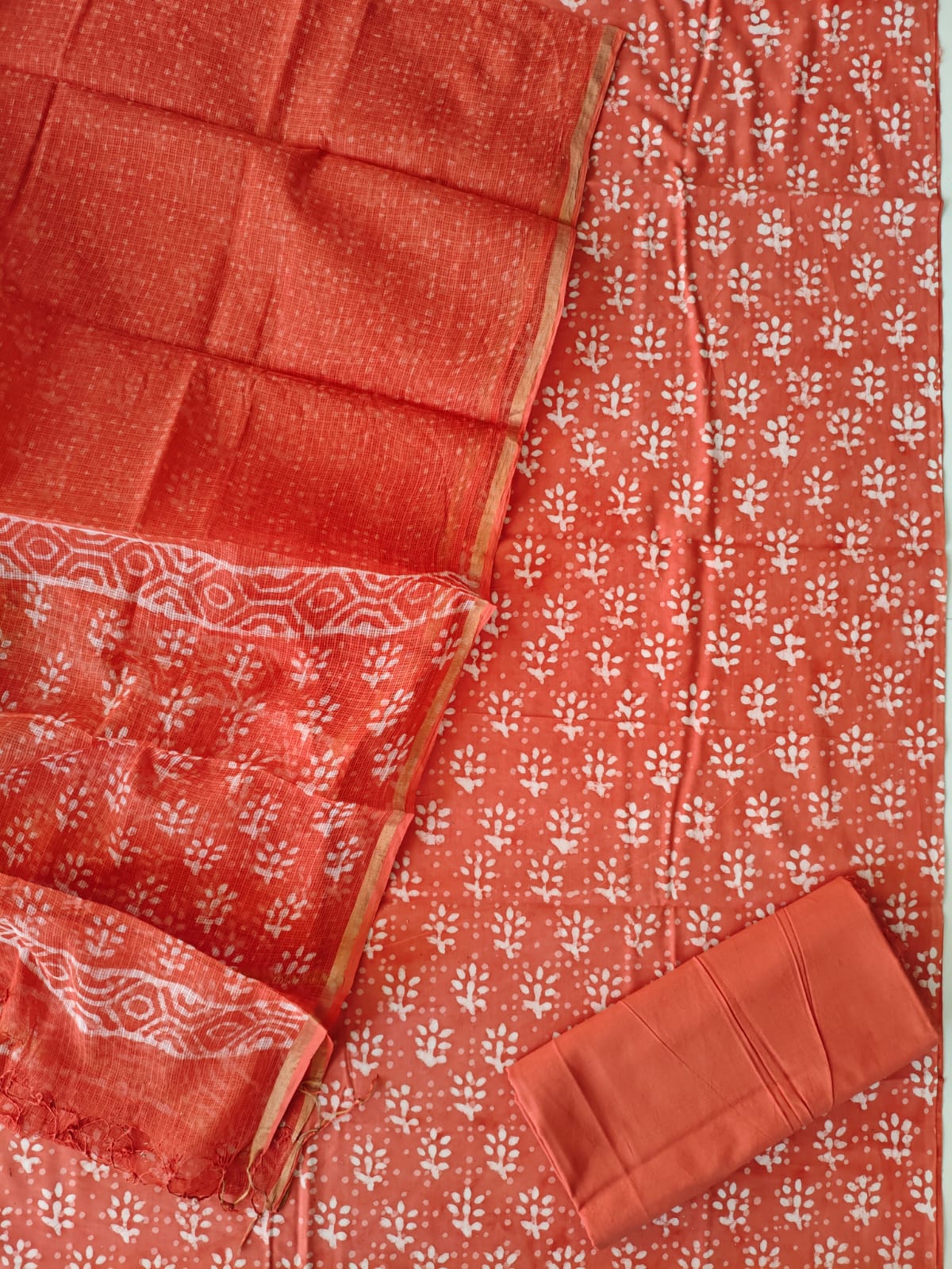 Premium Sanganeri Printed Cotton Suit With Kota Doria Duppta(BFCOTKD25)