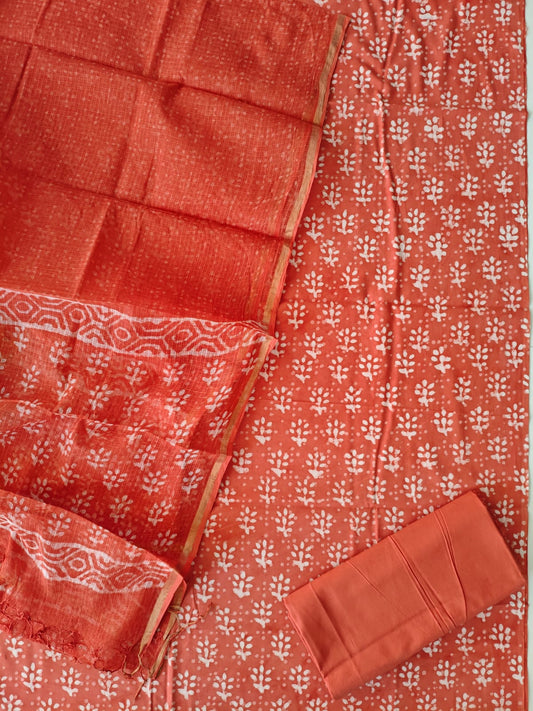 Premium Sanganeri Printed Cotton Suit With Kota Doria Duppta(BFCOTKD25)