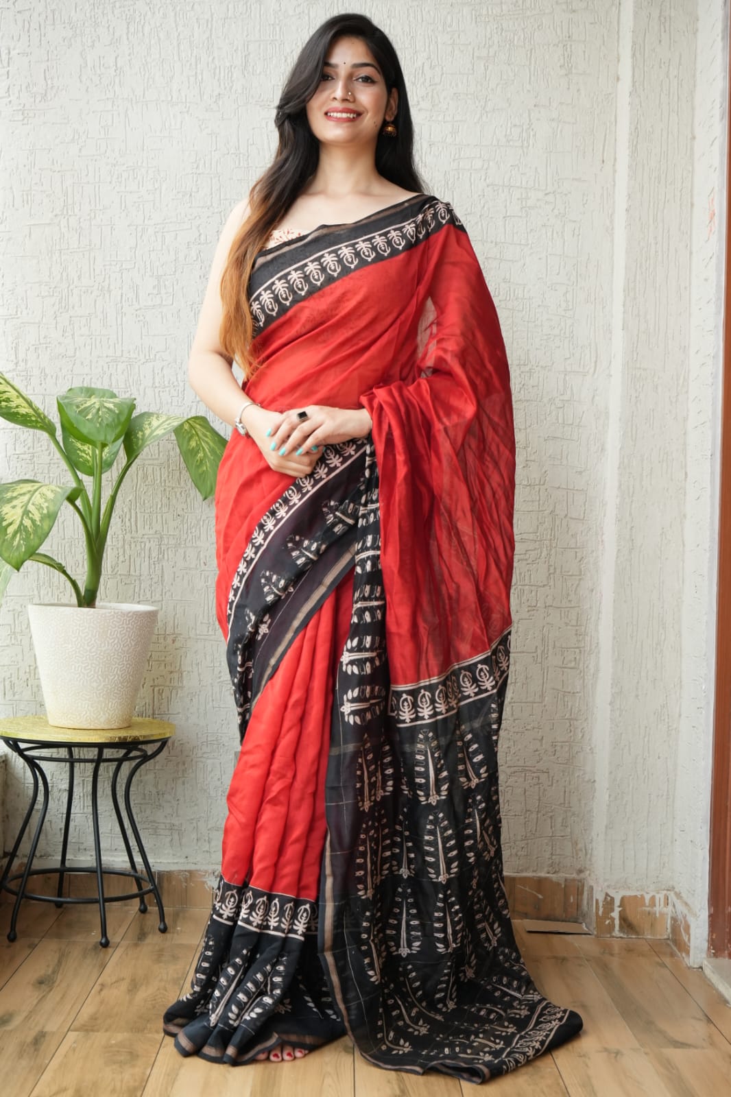 New Designer Hand Block Print Chanderi Silk Saree(BFCS10)