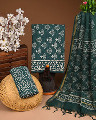Premium Sanganeri Printed Cotton Suit With Kota Doria Dupatta