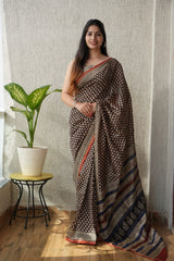New Designer Hand Block Print Chanderi Silk Saree(BFCS30)
