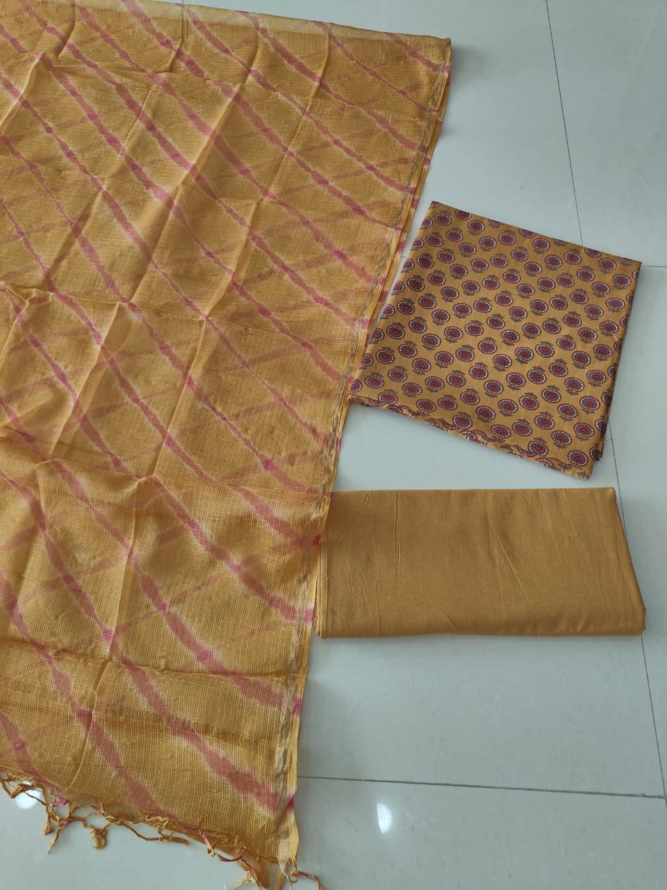 Premium Sanganeri Printed Cotton Suit With Kota Doria Duppta