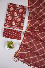 Premium Sanganeri Printed Cotton Suit With Kota Doria Duppta(BFCOTKD21)