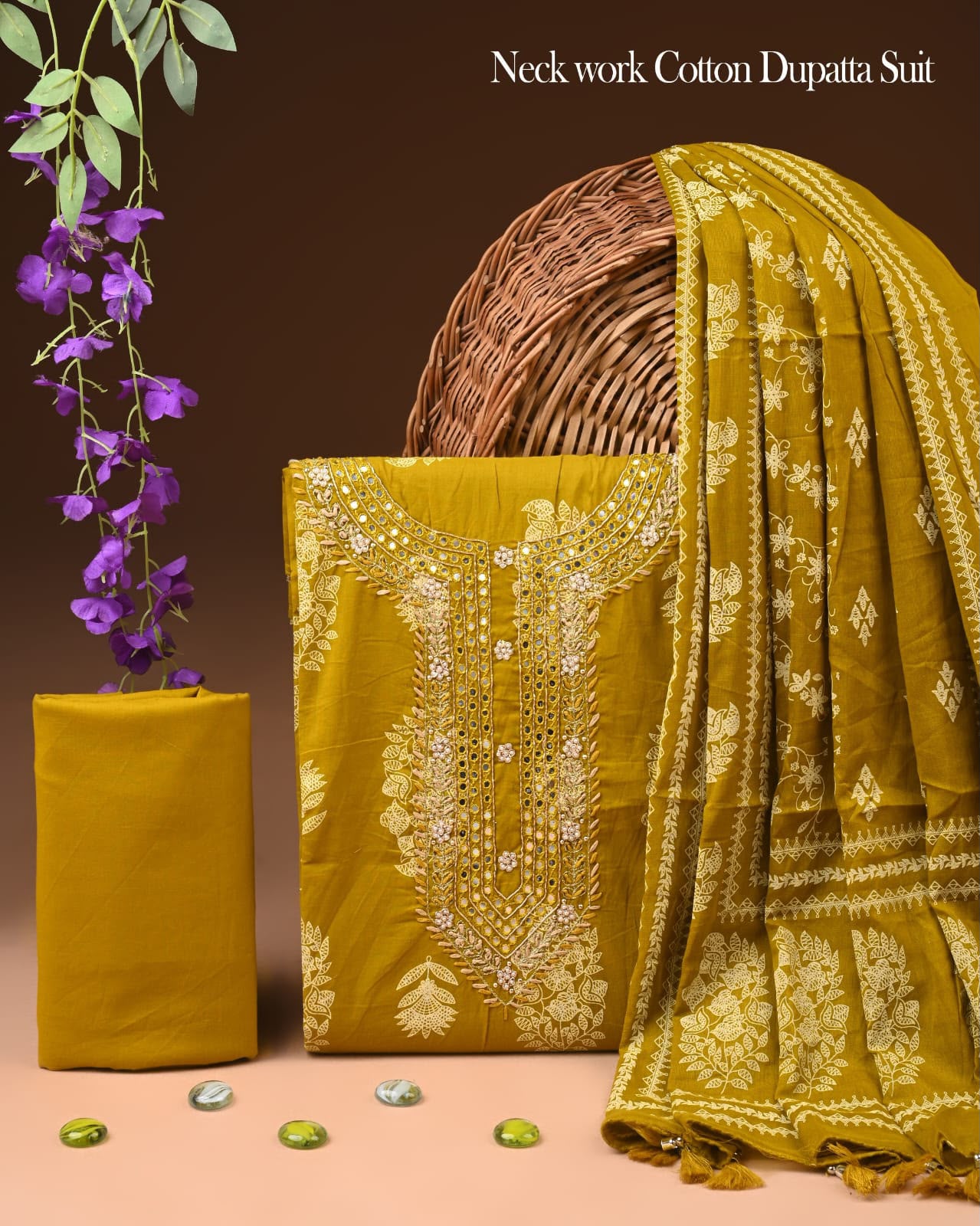 PREMIUM GOTA PATTI COTTON SUIT SET WITH CHIFFON DUPATTA