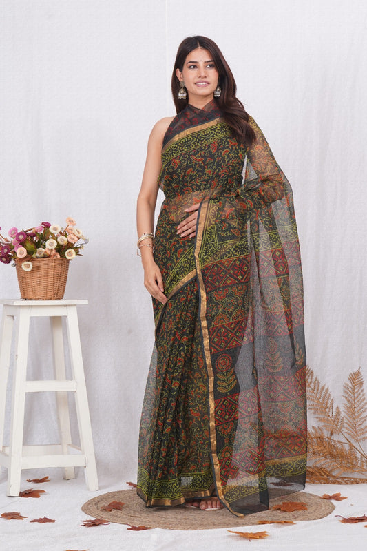 Black & Green kota doriya saree (BFKS26)