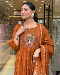*New Launch*
Look straight out of a dreamy movie set as  you turn around and walk in this elegant flaired suit ! The perfect of traditional wear
