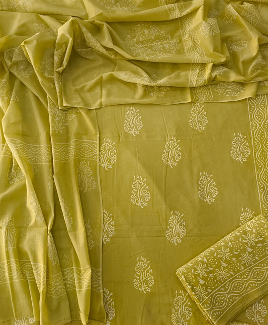 Exclusive Hand Block Cotton Suit With Cotton Dupatta (BFCOT76)
