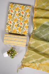 Premium Sanganeri Printed Cotton Suit With Kota Doria Duppta(BFCOTKD34)