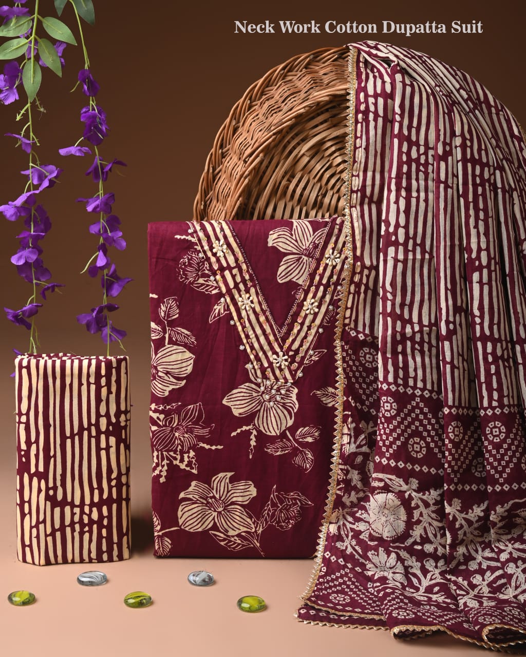 PREMIUM GOTA PATTI COTTON SUIT SET WITH COTTON DUPATTA(BFCOTGH07)