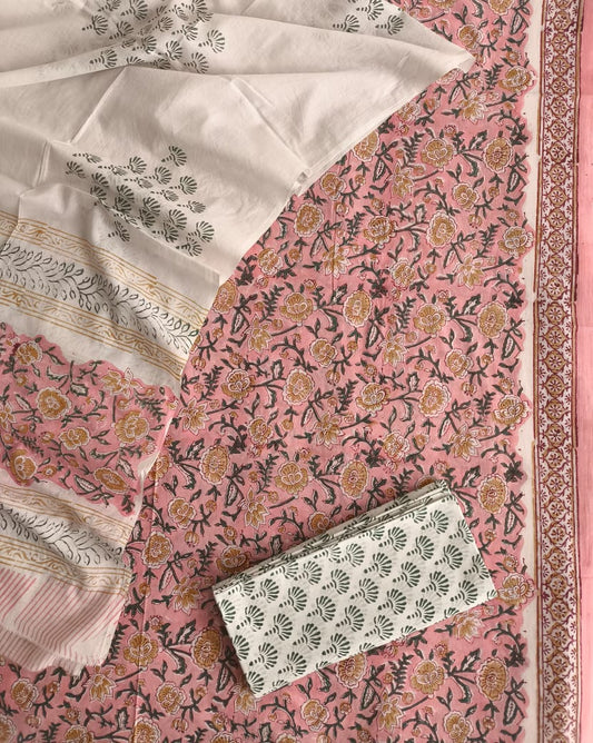 Exclusive Hand Block Cotton Suit With Cotton Dupatta(BFCOT06)