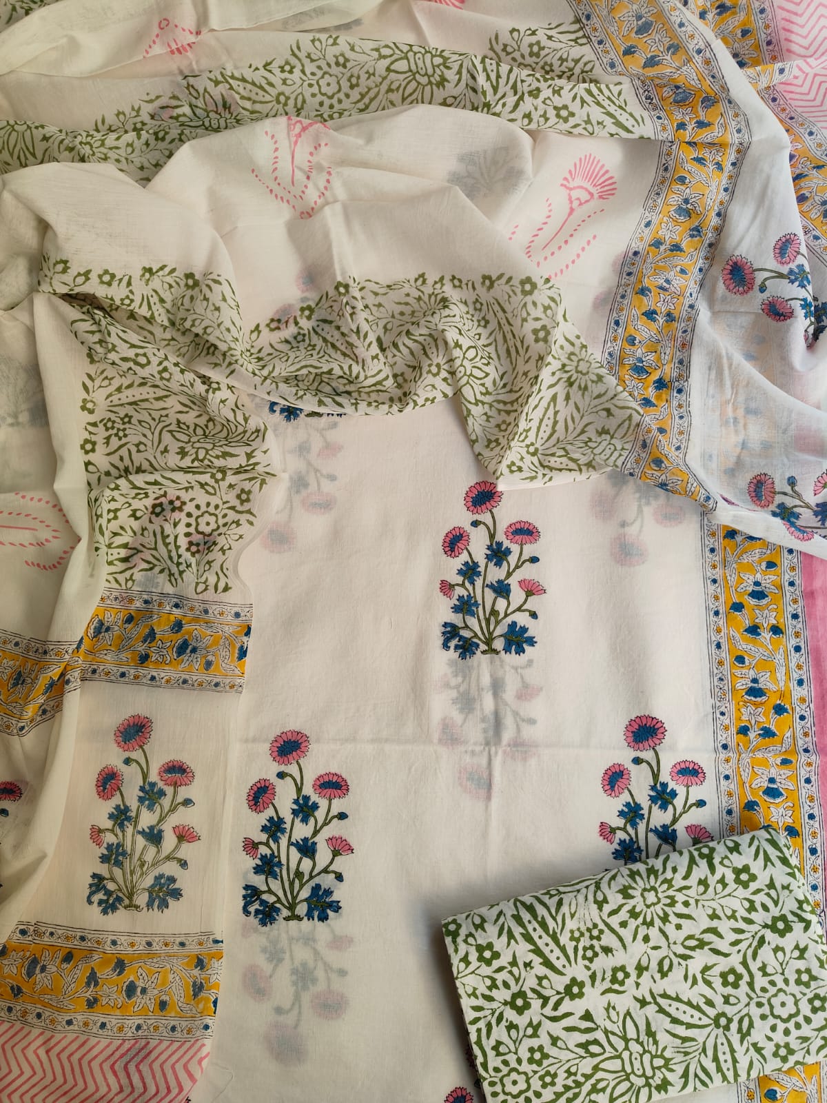 Exclusive Hand Block Cotton Suit With Cotton Dupatta