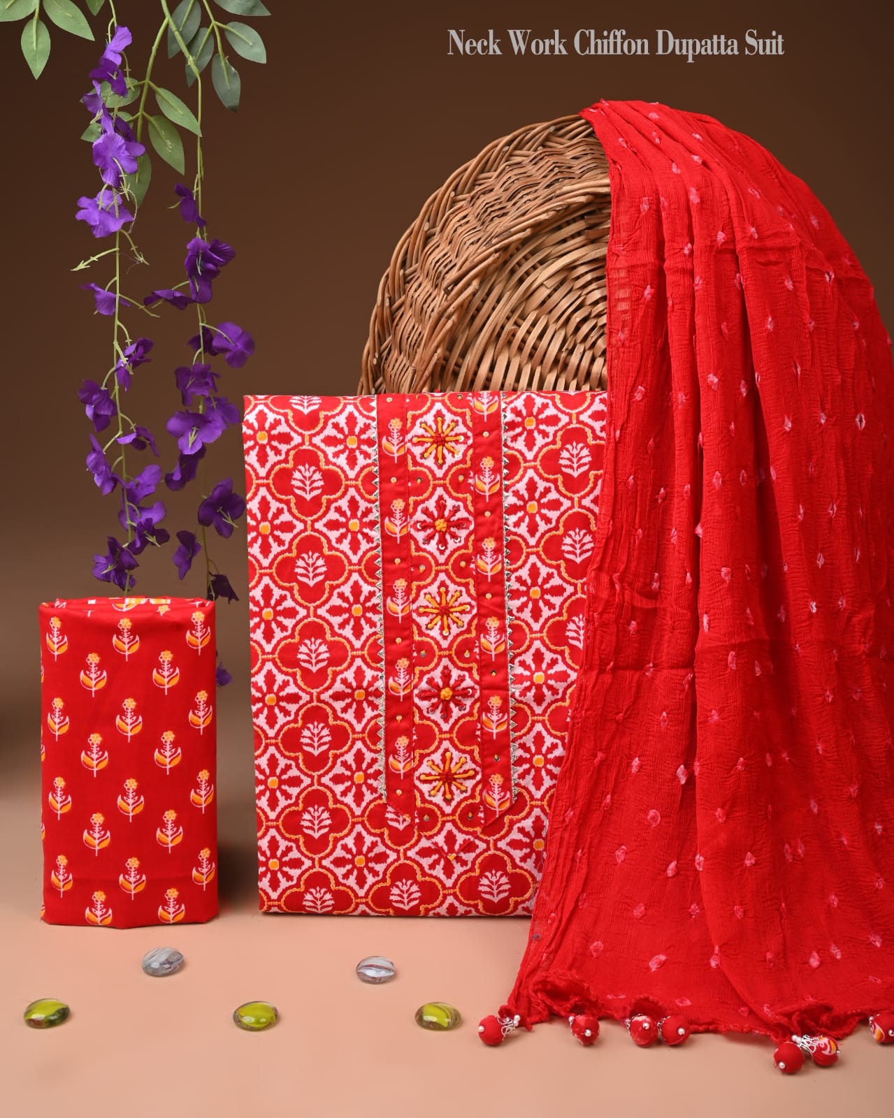 PREMIUM GOTA PATTI COTTON SUIT SET WITH CHIFFON DUPATTA