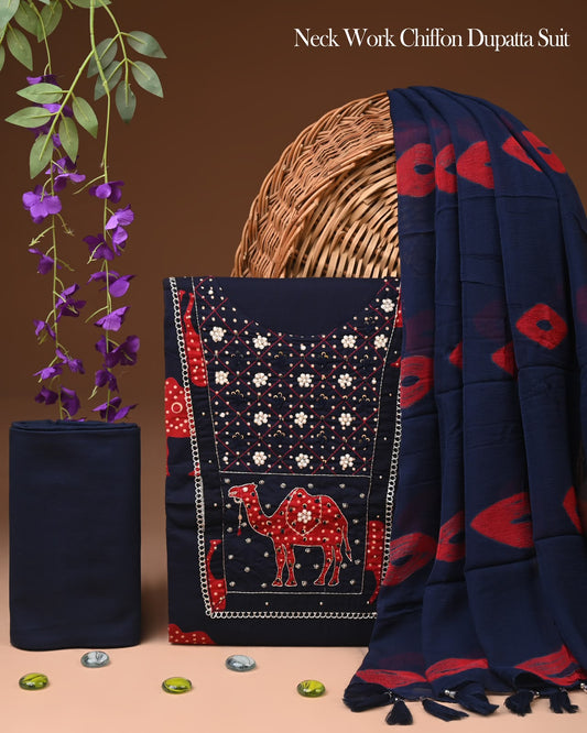 PREMIUM GOTA PATTI COTTON SUIT SET WITH CHIFFON DUPATTA