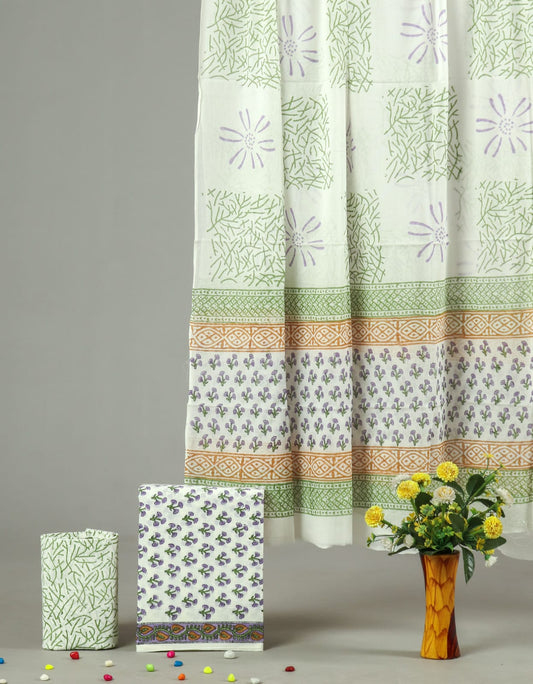 Exclusive Hand Block Cotton Suit With Cotton Dupatta(BFCOT55)