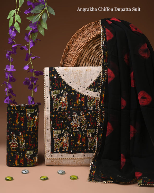 PREMIUM GOTA PATTI COTTON SUIT SET WITH CHIFFON DUPATTA