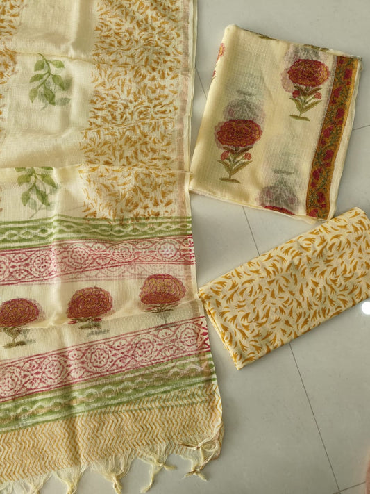 Premium Sanganeri Printed kota Suit With Kota Doria Duppta