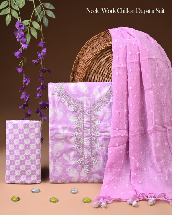 PREMIUM GOTA PATTI COTTON SUIT SET WITH CHIFFON DUPATTA