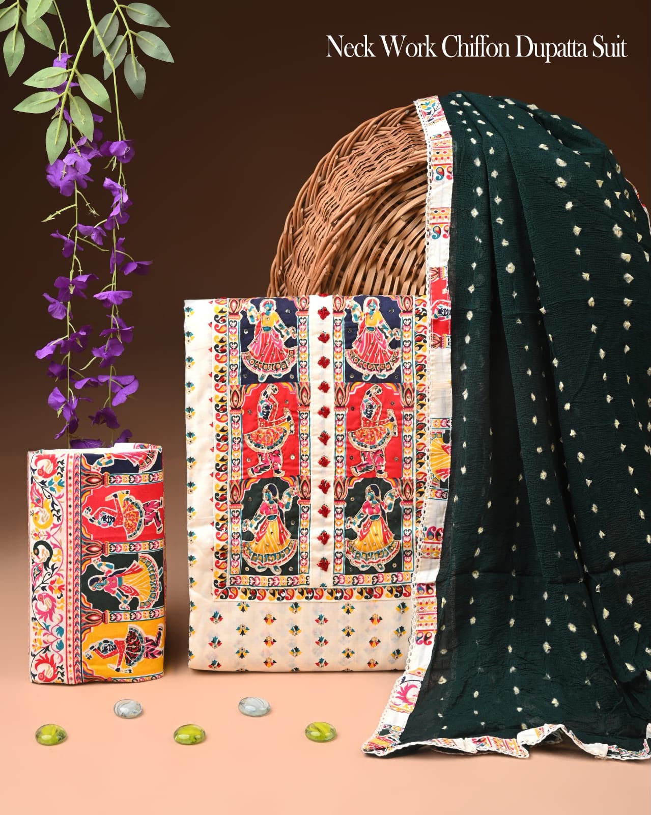 PREMIUM GOTA PATTI COTTON SUIT SET WITH CHIFFON DUPATTA